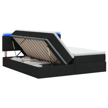 LED-Speicherbett mit Matratze Schwarz 180 x 200 cm Stoff