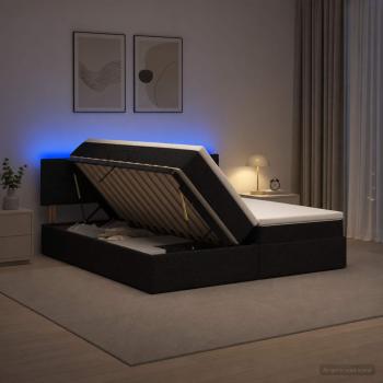 LED-Speicherbett mit Matratze Schwarz 180 x 200 cm Stoff