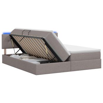 LED-Speicherbett mit Matratze Taupe 180 x 200 cm Stoff