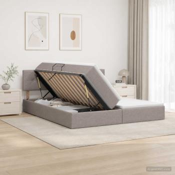 LED-Speicherbett mit Matratze Taupe 180 x 200 cm Stoff