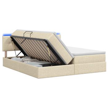 LED-Speicherbett mit Matratze Creme 180 x 200 cm Stoff