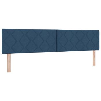 LED-Speicherbett mit Matratze Blau 200 x 200 cm Stoff