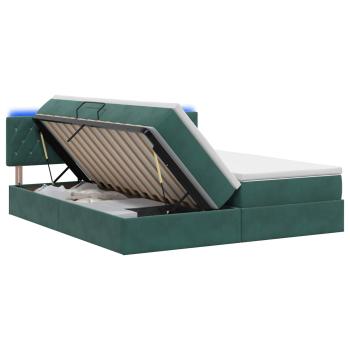 LED-Speicherbett mit Matratze Dunkelgrün 200 x 200 cm Samt