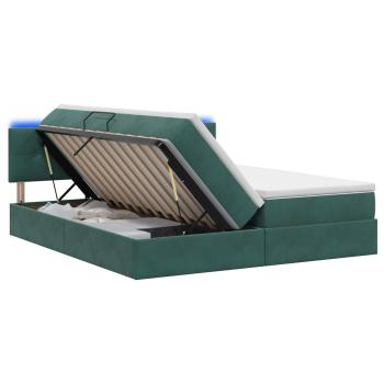 LED-Speicherbett mit Matratze Dunkelgrün 180 x 200 cm Samt
