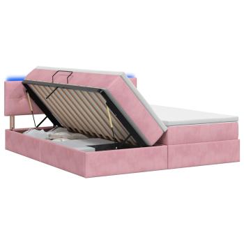LED-Speicherbett mit Matratze Rosa 180 x 200 cm Samt