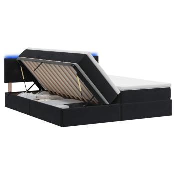 LED-Speicherbett mit Matratze Schwarz 200 x 200 cm Samt