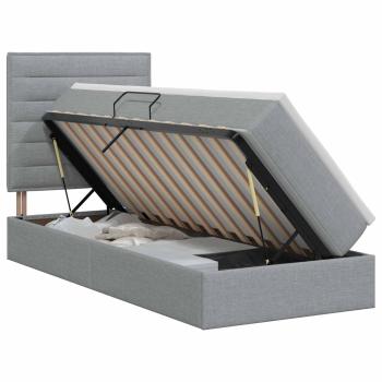 Aufbewahrungsbett mit Matratze Hellgrau 100 x 200 cm Stoff