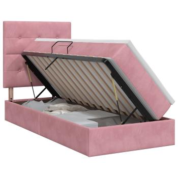 Aufbewahrungsbett mit Matratze Rosa 100 x 200 cm Samt