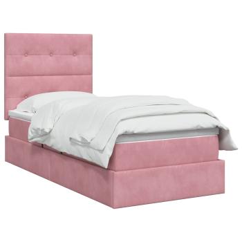 Aufbewahrungsbett mit Matratze Rosa 100 x 200 cm Samt