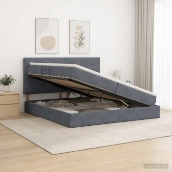 ARDEBO.de - Aufbewahrungsbett mit Matratze Dunkelgrau 200 x 200 cm Samt