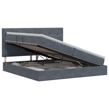 Aufbewahrungsbett mit Matratze Dunkelgrau 200 x 200 cm Samt