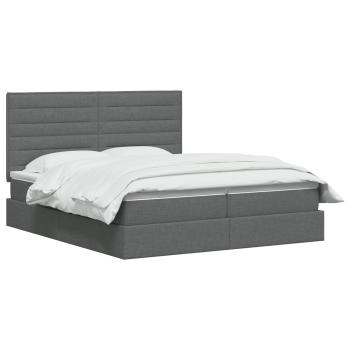 Aufbewahrungsbett mit Kopfteil Dunkelgrau 200 x 200 cm Stoff
