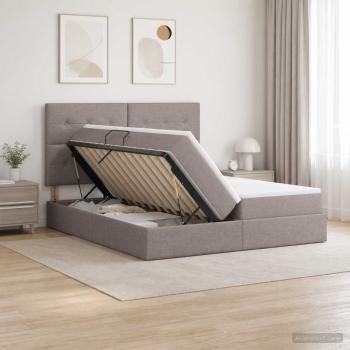 ARDEBO.de - Aufbewahrungsbett mit Kopfteil Taupe 180 x 200 cm Stoff