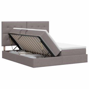 Aufbewahrungsbett mit Kopfteil Taupe 180 x 200 cm Stoff
