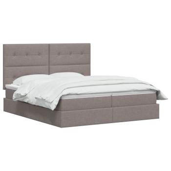 Aufbewahrungsbett mit Kopfteil Taupe 180 x 200 cm Stoff