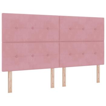Aufbewahrungsbett mit Kopfteil Rosa 180 x 200 cm Samt