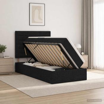 ARDEBO.de - LED-Speicherbett mit Matratze Schwarz 90 x 200 cm Stoff