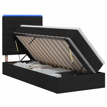 LED-Speicherbett mit Matratze Schwarz 90 x 200 cm Stoff