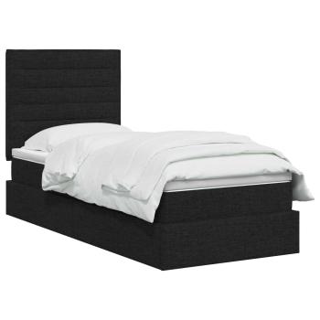 LED-Speicherbett mit Matratze Schwarz 90 x 200 cm Stoff