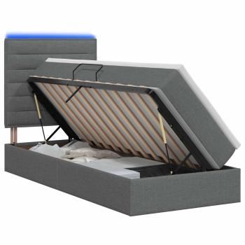 LED-Speicherbett mit Matratze Dunkelgrau 100 x 200 cm Stoff