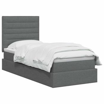 LED-Speicherbett mit Matratze Dunkelgrau 100 x 200 cm Stoff