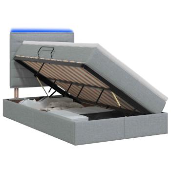 LED-Speicherbett mit Matratze Hellgrau 120 x 200 cm Stoff