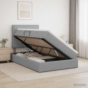 LED-Speicherbett mit Matratze Hellgrau 120 x 200 cm Stoff