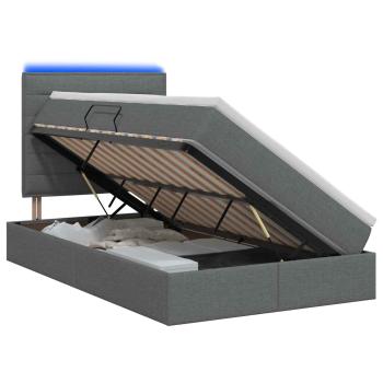 ARDEBO.de - LED-Speicherbett mit Matratze Dunkelgrau 120 x 200 cm Stoff