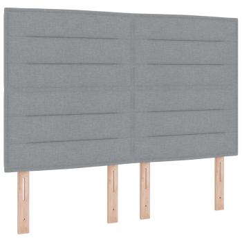 LED-Speicherbett mit Matratze Hellgrau 140 x 190 cm Stoff