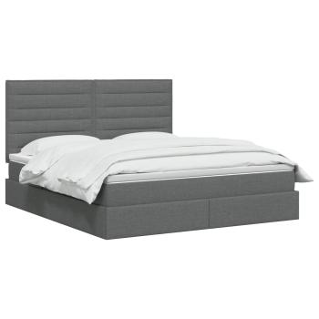 LED-Speicherbett mit Matratze Dunkelgrau 160 x 200 cm Stoff