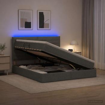 LED-Speicherbett mit Matratze Dunkelgrau 160 x 200 cm Stoff