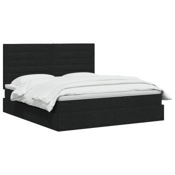 LED-Speicherbett mit Matratze Schwarz 180 x 200 cm Stoff