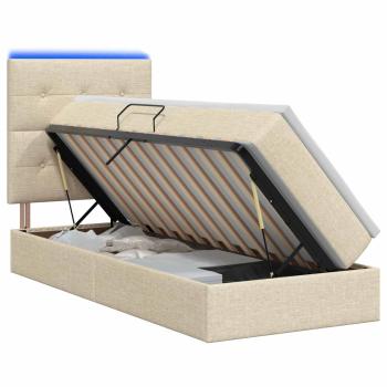 LED-Speicherbett mit Matratze Creme 90 x 190 cm Stoff