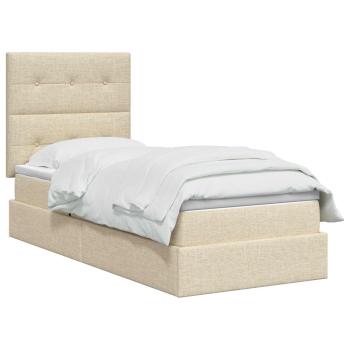 LED-Speicherbett mit Matratze Creme 90 x 190 cm Stoff