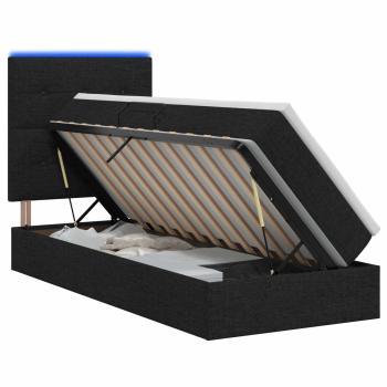LED-Speicherbett mit Matratze Schwarz 90 x 200 cm Stoff