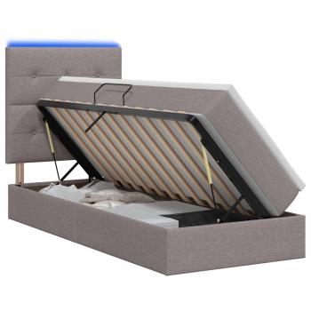 LED-Speicherbett mit Matratze Taupe 90 x 200 cm Stoff