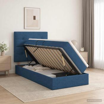 ARDEBO.de - LED-Speicherbett mit Matratze Blau 100 x 200 cm Stoff
