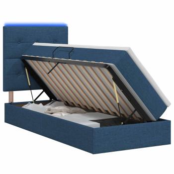 LED-Speicherbett mit Matratze Blau 100 x 200 cm Stoff
