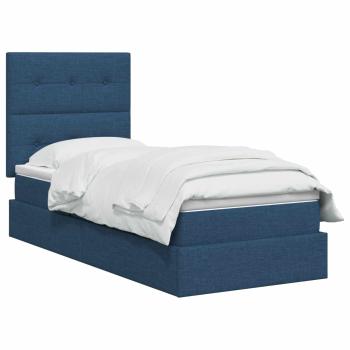 LED-Speicherbett mit Matratze Blau 100 x 200 cm Stoff