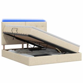 LED-Speicherbett mit Matratze Creme 140 x 200 cm Stoff