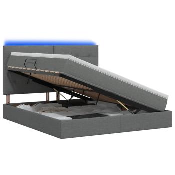 LED-Speicherbett mit Matratze Dunkelgrau 160 x 200 cm Stoff