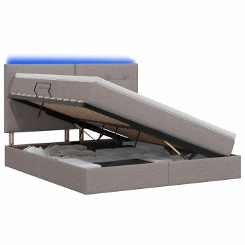 LED-Speicherbett mit Matratze Taupe 160 x 200 cm Stoff