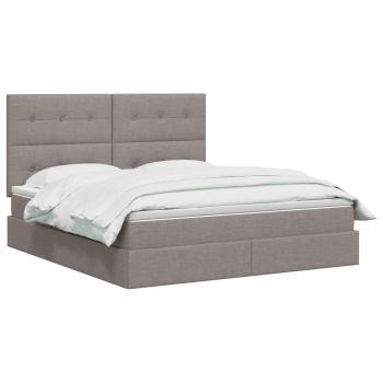 LED-Speicherbett mit Matratze Taupe 160 x 200 cm Stoff