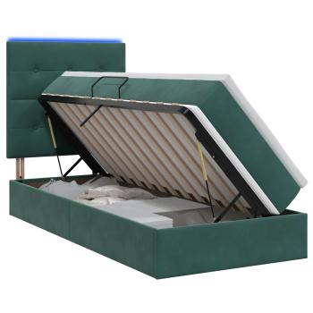 LED-Speicherbett mit Matratze Dunkelgrün 90 x 190 cm Samt
