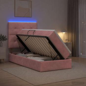 ARDEBO.de - LED-Speicherbett mit Matratze Rosa 100 x 200 cm Samt