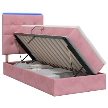 LED-Speicherbett mit Matratze Rosa 100 x 200 cm Samt
