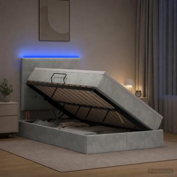 ARDEBO.de - LED-Speicherbett mit Matratze Hellgrau 120 x 200 cm Samt