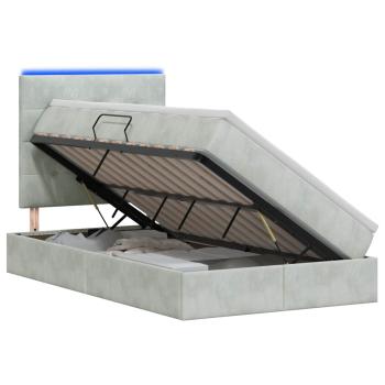 LED-Speicherbett mit Matratze Hellgrau 120 x 200 cm Samt