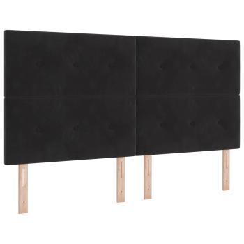 LED-Speicherbett mit Matratze Schwarz 180 x 200 cm Samt