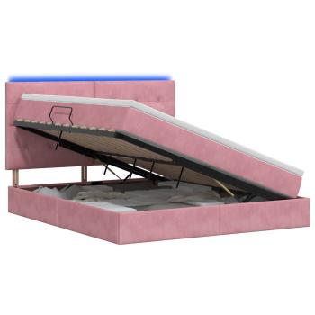 LED-Speicherbett mit Matratze Rosa 180 x 200 cm Samt